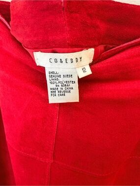 Co & Eddy Red Suede Midi Skirt